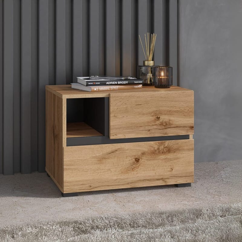 Natbord Cross S med 2 skuffer - Wotan Eg - Møbler - Borde - Aflastningsbord - Sengebord