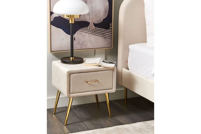 Natbord Flayat Beige, guld, rosaguld - Beige, guld, rosaguld - Møbler - Borde - Aflastningsbord - Sengebord
