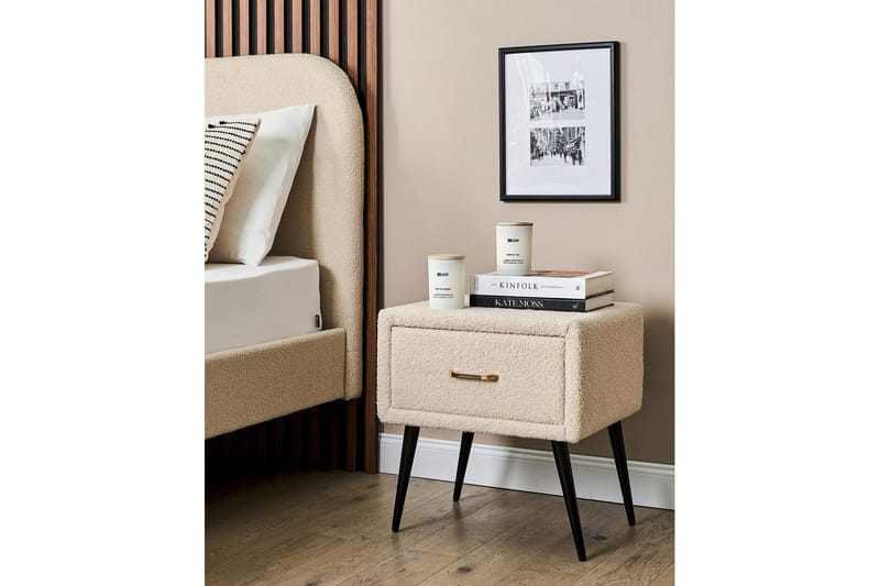 Natbord Flayat Beige, sort, rosaguld - Beige, sort, rosaguld - Møbler - Borde - Aflastningsbord - Sengebord