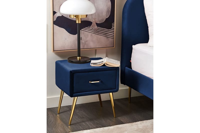 Natbord Flayat Blå, guld - Blå, guld - Møbler - Borde - Aflastningsbord - Sengebord