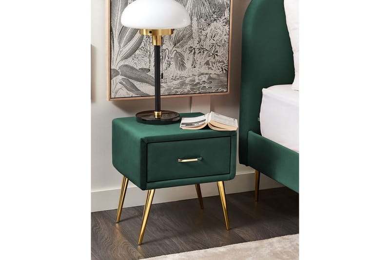 Natbord Flayat Grøn, guld - Grøn, guld - Møbler - Borde - Aflastningsbord - Sengebord