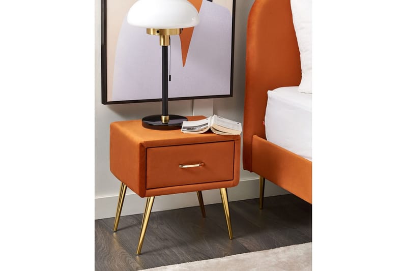 Natbord Flayat Orange, guld - Orange, guld - Møbler - Borde - Aflastningsbord - Sengebord