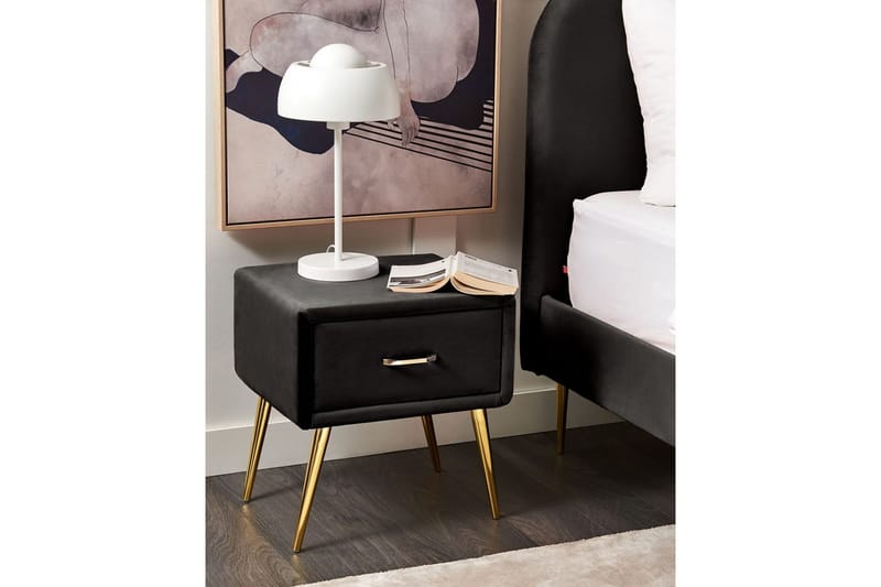 Natbord Flayat Sort, guld - Sort, guld - Møbler - Borde - Aflastningsbord - Sengebord
