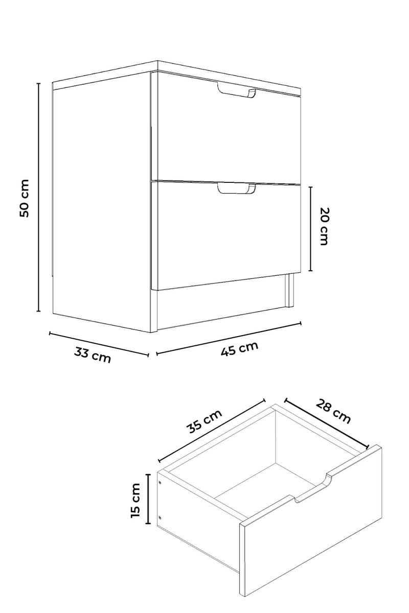 Natbord Hanah Home Lento (45 x 50 x 33 cm) Hvid - Møbler - Borde - Aflastningsbord - Sengebord