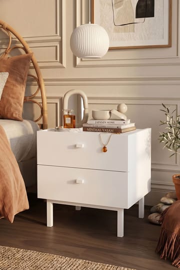 Natbord Hanah Home Luke (47,9 x 47 x 36,8 cm) Hvid - Hvid - Møbler - Borde - Aflastningsbord - Sengebord
