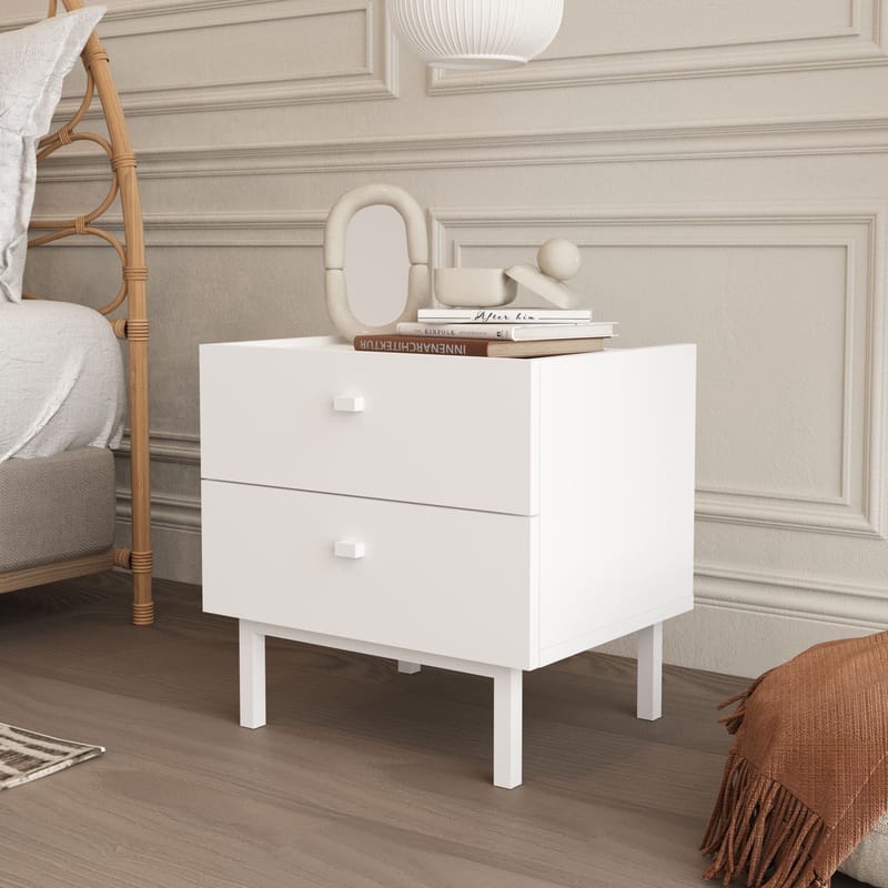 Natbord Hanah Home Luke (47,9 x 47 x 36,8 cm) Hvid - Hvid - Møbler - Borde - Aflastningsbord - Sengebord