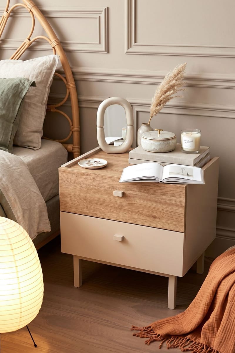 Natbord Hanah Home Luke (47,9 x 47 x 36,8 cm) Sand eg - Sand eg - Møbler - Borde - Aflastningsbord - Sengebord