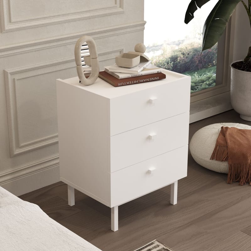 Natbord Hanah Home Luke (47,9 x 63,5 x 36,8 cm) Hvid - Hvid - Møbler - Borde - Aflastningsbord - Sengebord