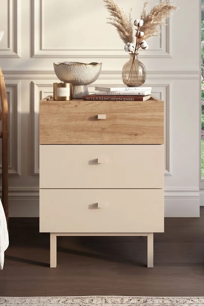 Natbord Hanah Home Luke (47,9 x 63,5 x 36,8 cm) Sand eg - Sand og eg - Møbler - Borde - Aflastningsbord - Sengebord