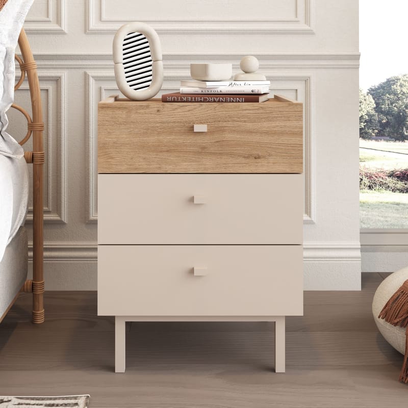 Natbord Hanah Home Luke (47,9 x 63,5 x 36,8 cm) Sand eg - Sand og eg - Møbler - Borde - Aflastningsbord - Sengebord