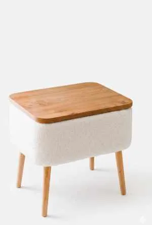 Natbord Hanah Home Parkway (60 x 55 x 30 cm) Hvid natur - Hvid og natur - Møbler - Borde - Aflastningsbord - Sengebord