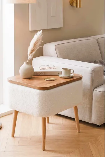 Natbord Hanah Home Parkway (60 x 55 x 30 cm) Hvid natur - Hvid og natur - Møbler - Borde - Aflastningsbord - Sengebord