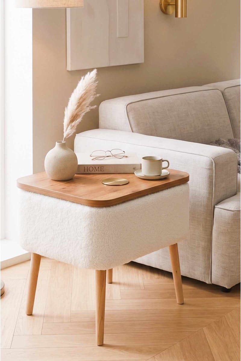Natbord Hanah Home Parkway (60 x 55 x 30 cm) Hvid natur - Hvid og natur - Møbler - Borde - Aflastningsbord - Sengebord