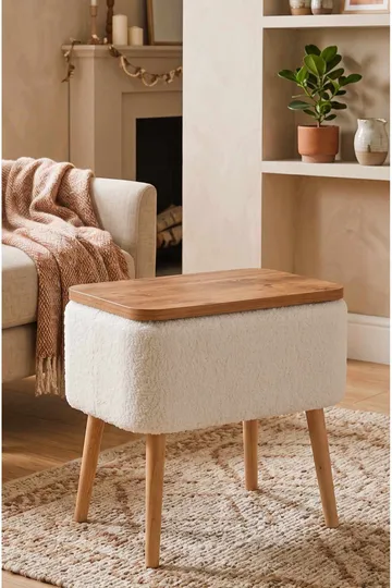 Natbord Hanah Home Parkway (60 x 55 x 30 cm) Hvid natur - Hvid og natur - Møbler - Borde - Aflastningsbord - Sengebord