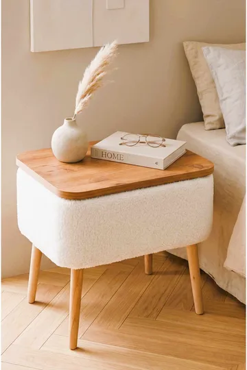 Natbord Hanah Home Parkway (60 x 55 x 30 cm) Hvid natur - Hvid og natur - Møbler - Borde - Aflastningsbord - Sengebord