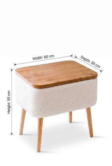 Natbord Hanah Home Parkway (60 x 55 x 30 cm) Hvid natur - Hvid og natur - Møbler - Borde - Aflastningsbord - Sengebord