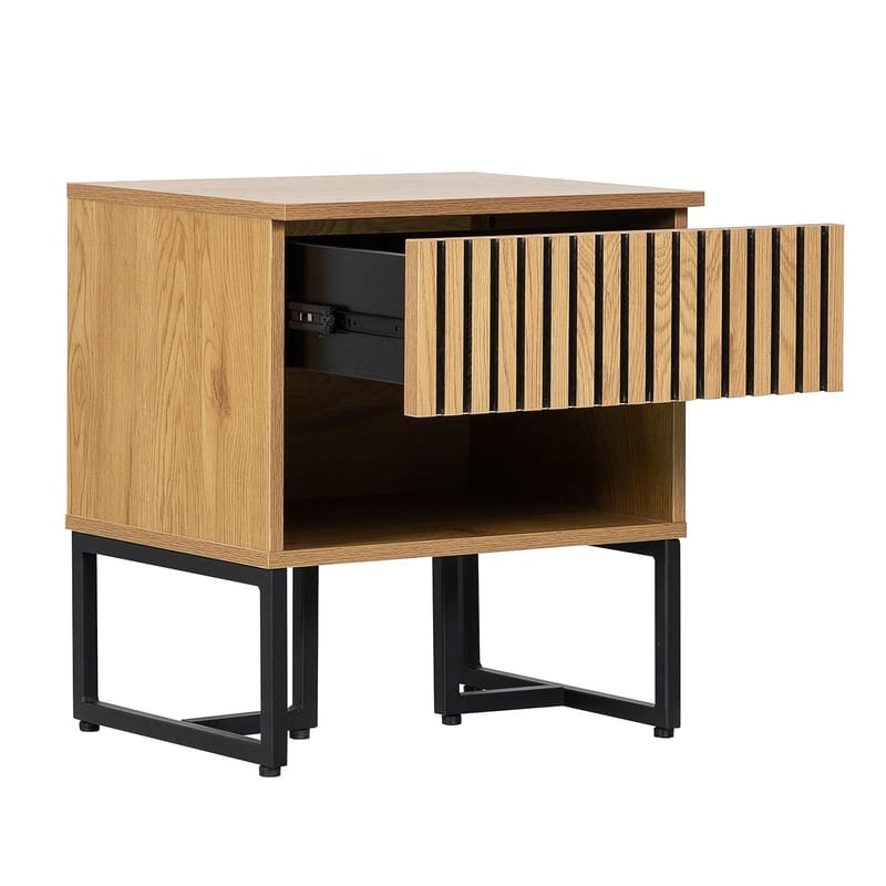 Natbord HOME4YOU Hampton 50x40x55 cm melamin med egetræsbark - egetræsbark - Møbler - Borde - Aflastningsbord - Sengebord