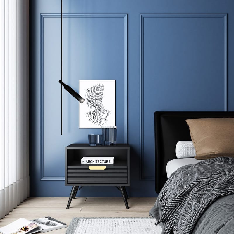 Natbord HOME4YOU Pixar 45x35x50 cm Sort - sort - Møbler - Borde - Aflastningsbord - Sengebord