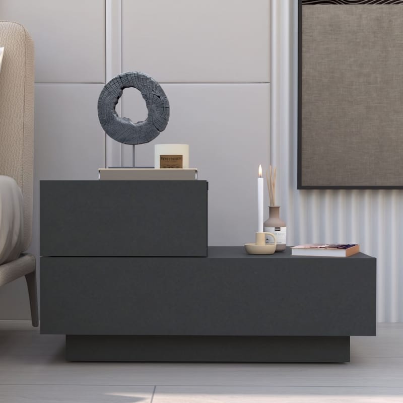 Natbord Homitis Kayra (70 x 35 x 38,3 cm) Antracit - Antracit - Møbler - Borde - Aflastningsbord - Sengebord
