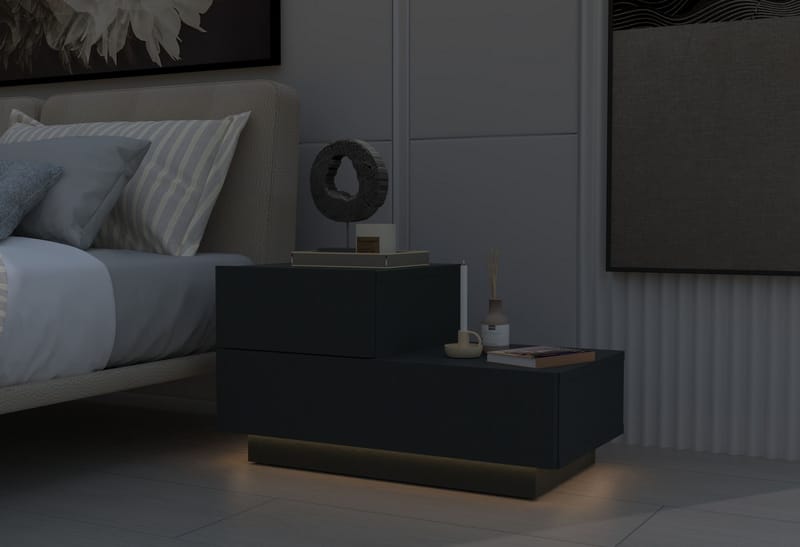 Natbord Homitis Kayra (70 x 35 x 38,3 cm) Antracit - Antracit - Møbler - Borde - Aflastningsbord - Sengebord