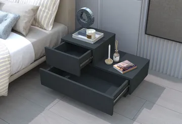 Natbord Homitis Kayra (70 x 35 x 38,3 cm) Antracit - Antracit - Møbler - Borde - Aflastningsbord - Sengebord