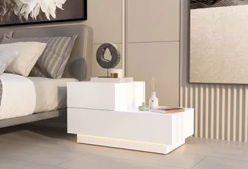 Natbord Homitis Kayra (70 x 35 x 38,3 cm) Hvid - Hvid - Møbler - Borde - Aflastningsbord - Sengebord