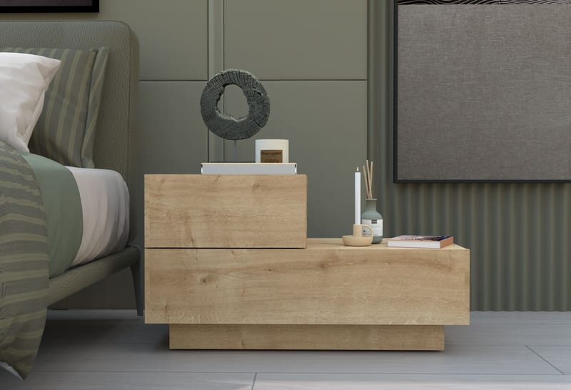 Natbord Homitis Kayra (70 x 35 x 38,3 cm) Sapphire Oak - Sapphire Oak - Møbler - Borde - Aflastningsbord - Sengebord