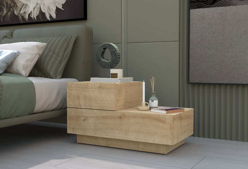 Natbord Homitis Kayra (70 x 35 x 38,3 cm) Sapphire Oak - Sapphire Oak - Møbler - Borde - Aflastningsbord - Sengebord
