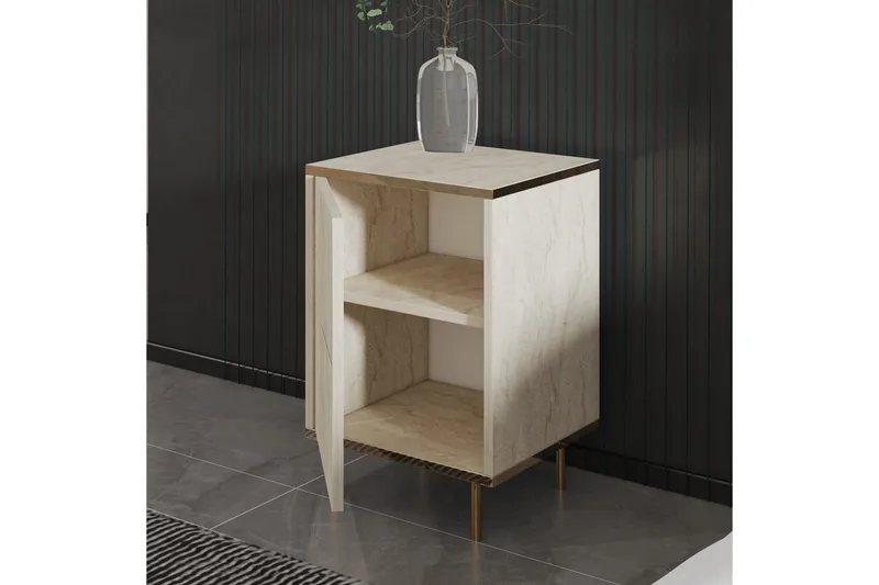 Natbord Imaj Travertin / Rany - Beige/Guld - Møbler - Borde - Aflastningsbord - Sengebord