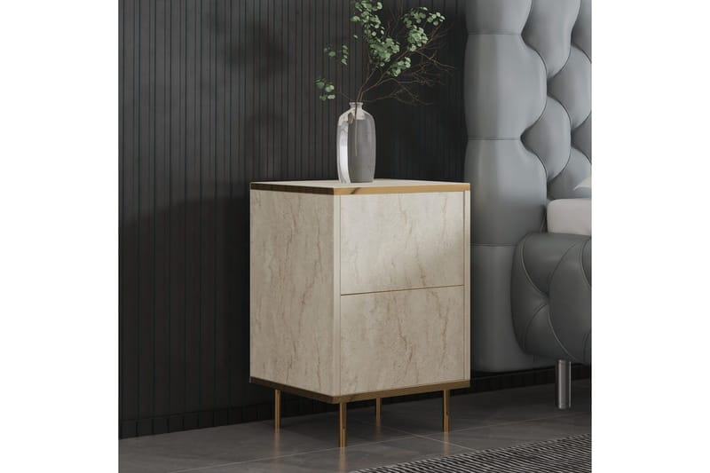 Natbord Imaj Travertin / Rany - Beige/Guld - Møbler - Borde - Aflastningsbord - Sengebord