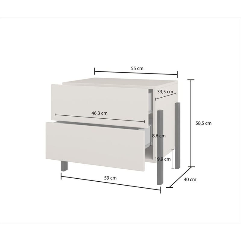 Natbord Jukon S med 2 Skuffer - Møbler - Borde - Aflastningsbord - Sengebord