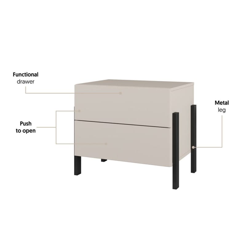 Natbord Jukon S med 2 Skuffer - Møbler - Borde - Aflastningsbord - Sengebord