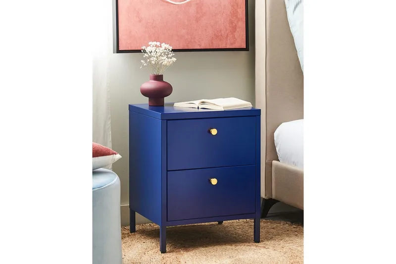 Natbord Kylea Blå, guld - Blå, guld - Møbler - Borde - Aflastningsbord - Sengebord