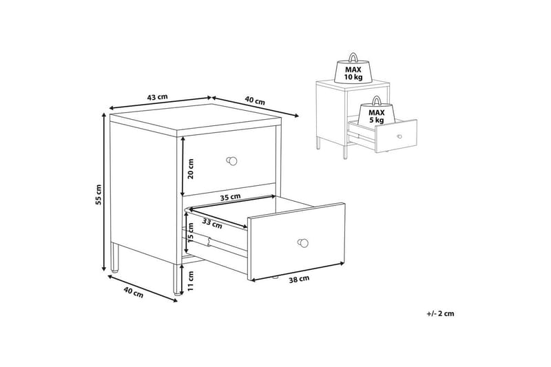 Natbord Kylea Blå, guld - Blå, guld - Møbler - Borde - Aflastningsbord - Sengebord
