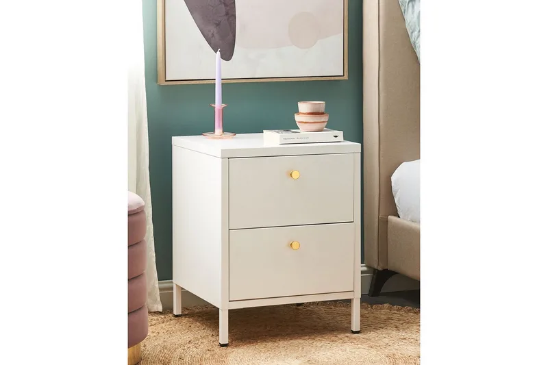 Natbord Kylea Hvid, guld - Hvid, guld - Møbler - Borde - Aflastningsbord - Sengebord