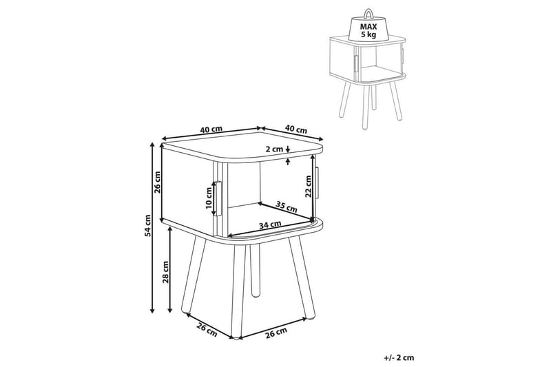 Natbord Selah 40x40x54 cm - 40x40x54 cm - Møbler - Borde - Aflastningsbord - Sengebord