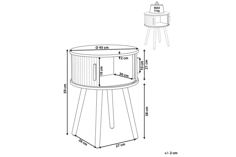 Natbord Selah 45x45x59 cm - 45x45x59 cm - Møbler - Borde - Aflastningsbord - Sengebord