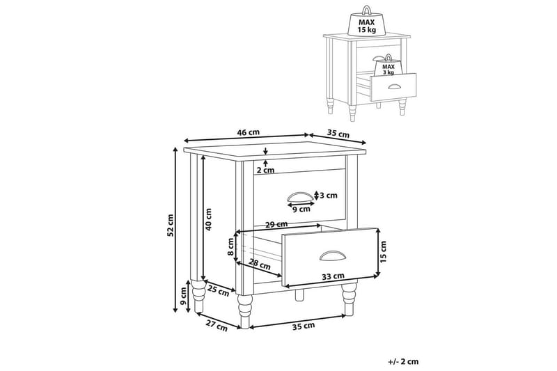 Natbord Shillington Hvid, Sølv - Hvid, Sølv - Møbler - Borde - Aflastningsbord - Sengebord