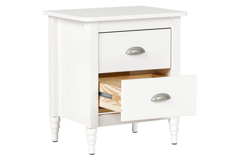 Natbord Shillington Hvid, Sølv - Hvid, Sølv - Møbler - Borde - Aflastningsbord - Sengebord
