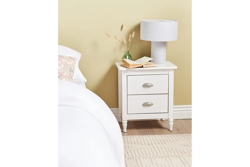 Natbord Shillington Hvid, Sølv - Hvid, Sølv - Møbler - Borde - Aflastningsbord - Sengebord
