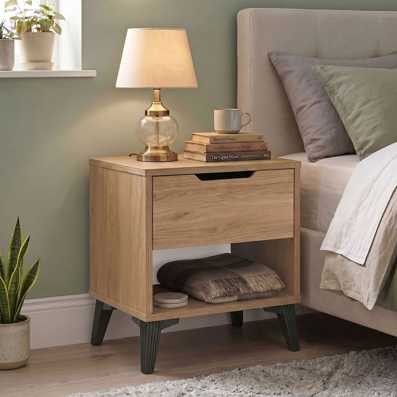 Natbord Skye Decor Bren (44 x 52,2 x 34,4 cm) Eg - Eg - Møbler - Borde - Aflastningsbord - Sengebord