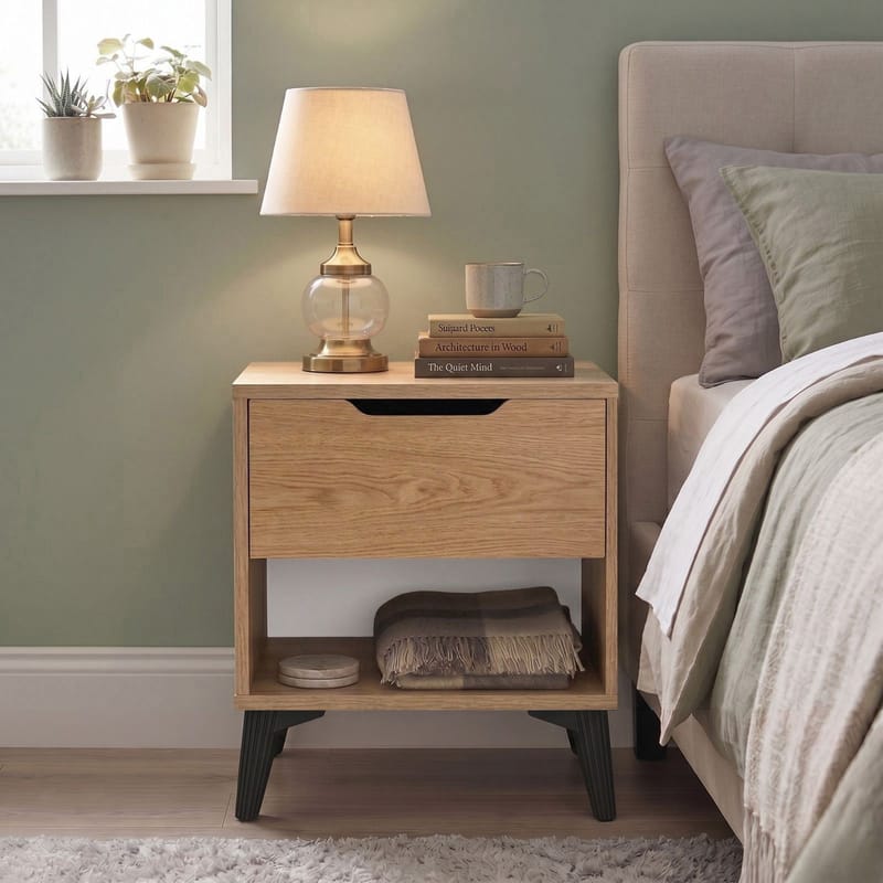 Natbord Skye Decor Bren (44 x 52,2 x 34,4 cm) Eg - Eg - Møbler - Borde - Aflastningsbord - Sengebord