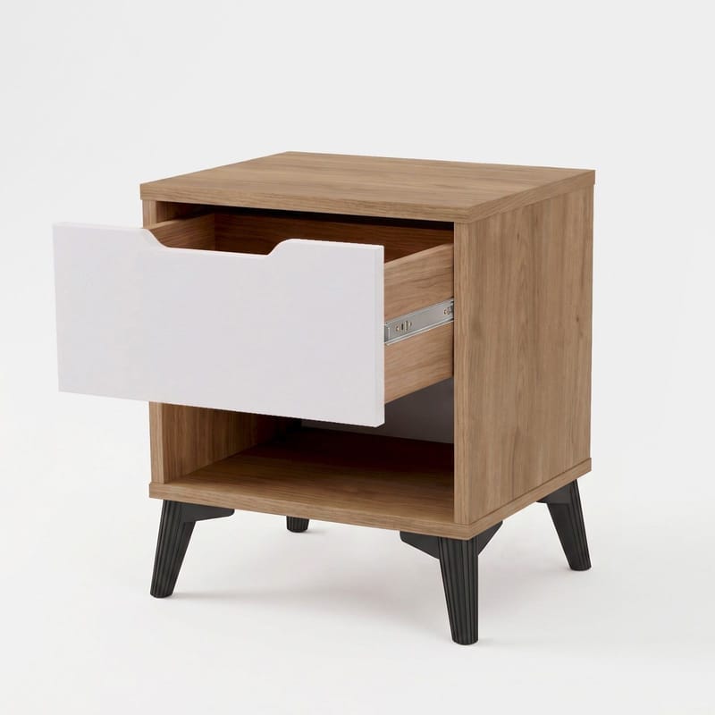 Natbord Skye Decor Bren (44 x 52,2 x 34,4 cm) Eg hvid - Eg og hvid - Møbler - Borde - Aflastningsbord - Sengebord