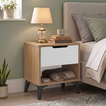 Natbord Skye Decor Bren (44 x 52,2 x 34,4 cm) Eg hvid - Eg og hvid - Møbler - Borde - Aflastningsbord - Sengebord