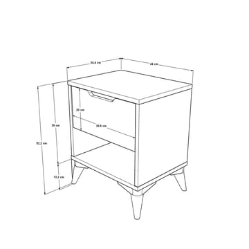 Natbord Skye Decor Bren (44 x 52,2 x 34,4 cm) Eg hvid - Eg og hvid - Møbler - Borde - Aflastningsbord - Sengebord