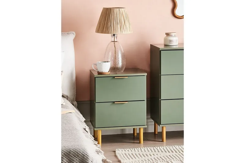 Natbord Walpole Grøn, guld - Grøn, guld - Møbler - Borde - Aflastningsbord - Sengebord