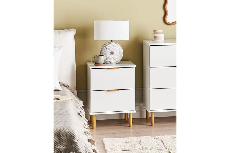 Natbord Walpole Hvid, guld - Hvid, guld - Møbler - Borde - Aflastningsbord - Sengebord