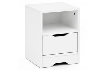Natbord Wohnling Hvid med 1 skuffe, simpelt moderne design og hylde - Møbler - Borde - Aflastningsbord - Sengebord