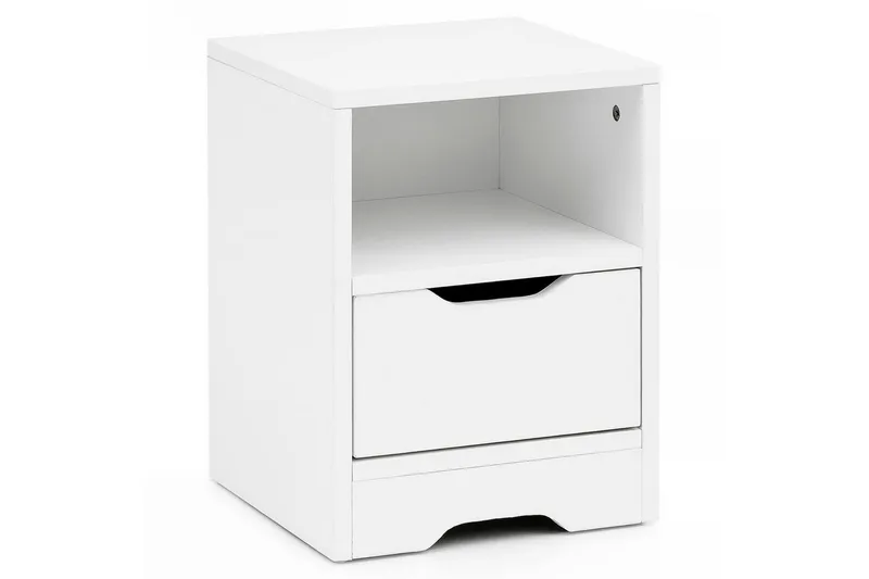 Natbord Wohnling Hvid med 1 skuffe, simpelt moderne design og hylde, undefined