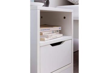 Natbord Wohnling Hvid med 1 skuffe, simpelt moderne design og hylde - Møbler - Borde - Aflastningsbord - Sengebord